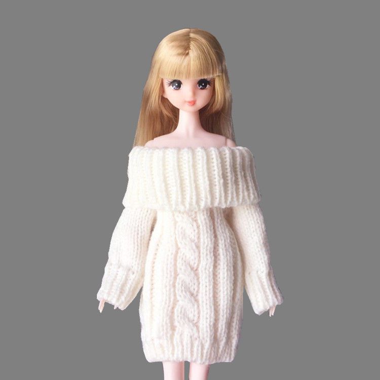 30厘米芭比娃娃穿的毛衣套头针织毛线衣服洋娃娃换装6分心怡可儿 粉红