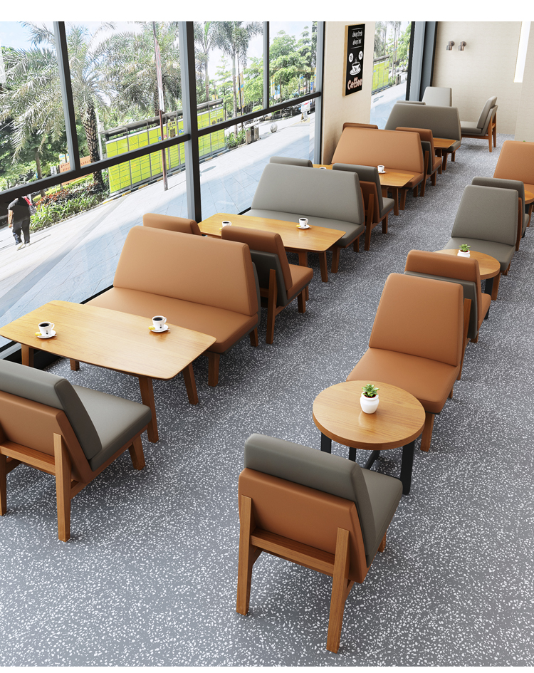 gawr饭店桌椅 卡座4-6人餐桌北欧咖啡厅沙发卡座休闲吧休息区洽谈书吧