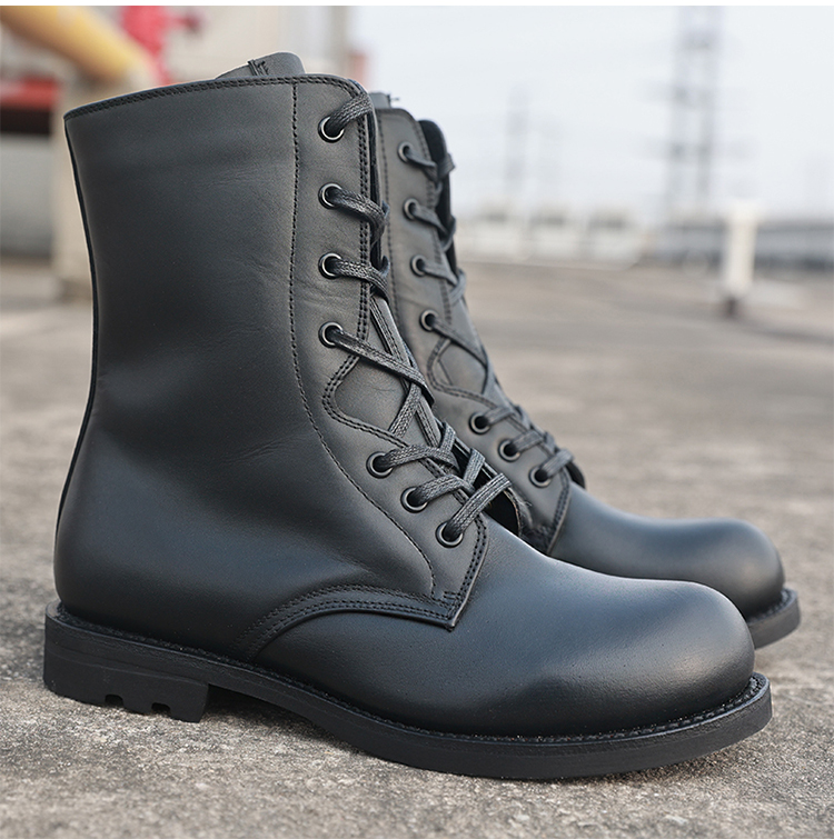 冬季羊毛飞行靴皮拉链飞行员棉皮靴加绒保暖高帮毛皮鞋骑士靴男品质