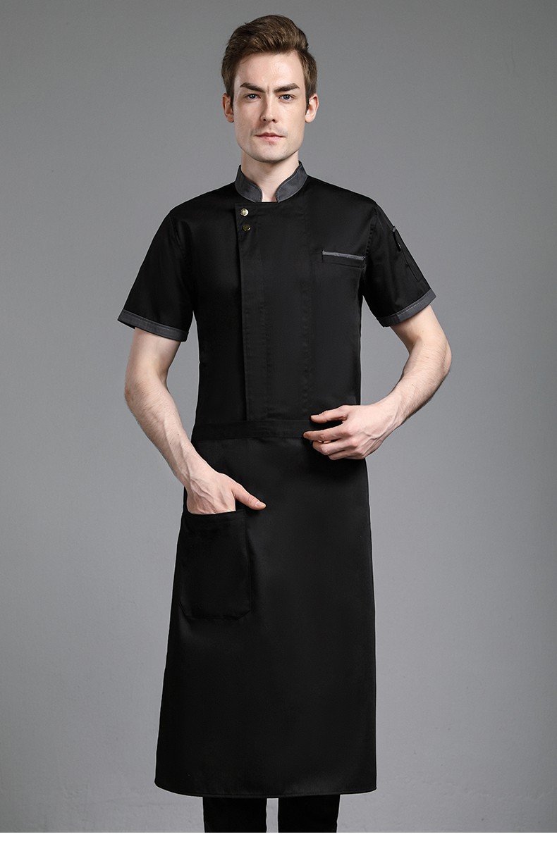 高端星级酒店厨师服厨师长衣服高端厨师服透气短袖男厨房冰丝网薄款