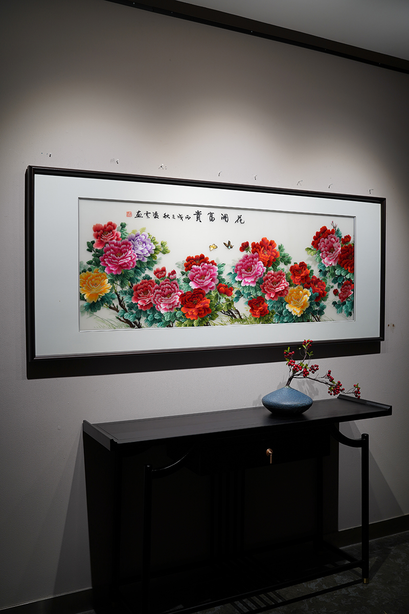 图花开富贵手工苏绣刺绣画沙发客厅装饰画7970中华牡丹85205错针绣
