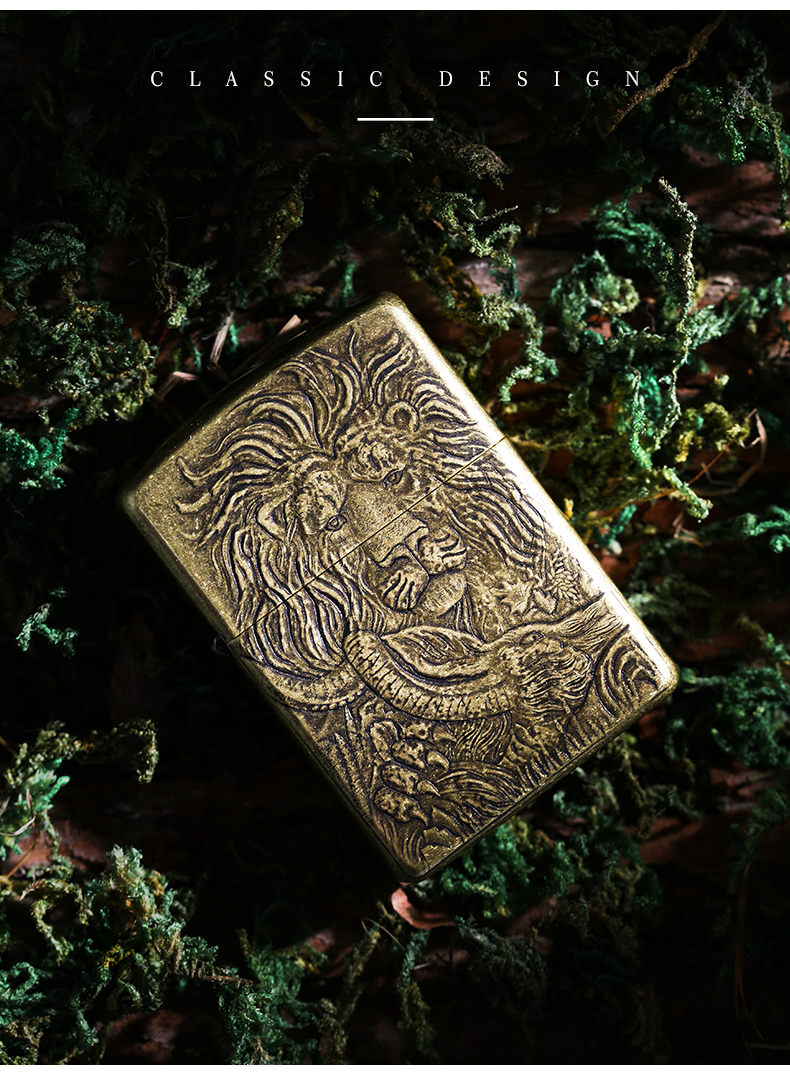 zippo打火机 限量编号盔甲机古铜色防风煤油火机男士送礼 狮子【图片
