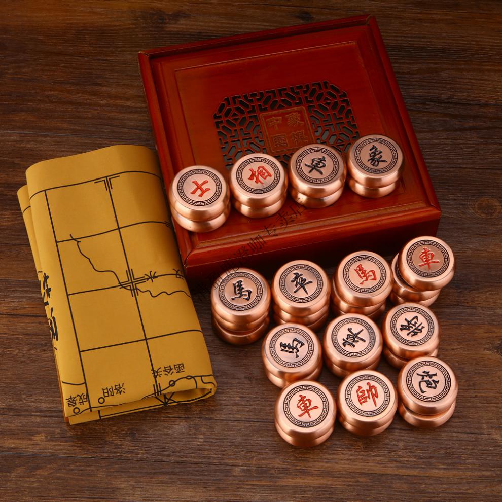 泰瑞格复古象棋套装中国象棋大码金属大号实心象棋礼品象棋摆件古铜