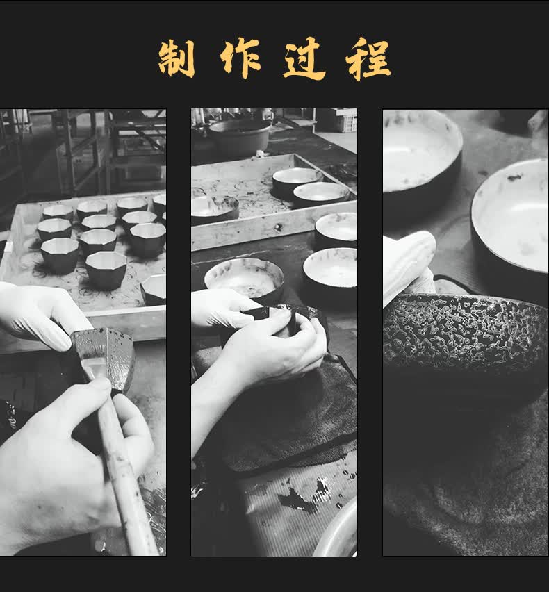 采玺 漆艺大号商务建盏茶杯创意主人杯手工大漆鎏金敛口窑变品茗杯