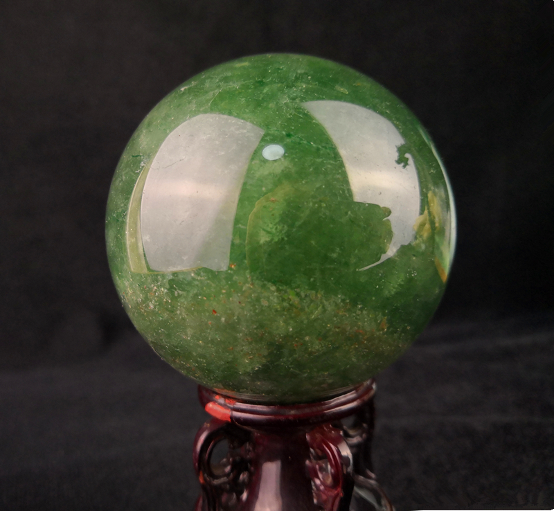 韩莹 天然水晶石 原石水晶球绿草莓晶球 绿色水晶球五行属木家居摆件