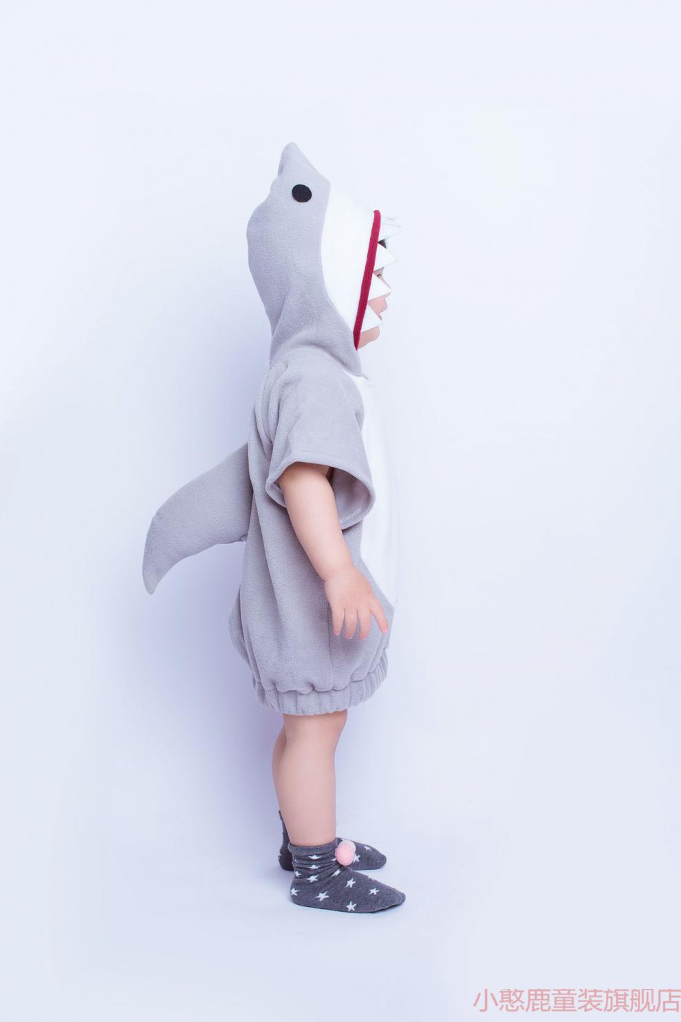 儿童鲨鱼动物衣服卡通人偶鲨鱼cos服鲨鱼服装演出海底世界扮演 小鲤鱼