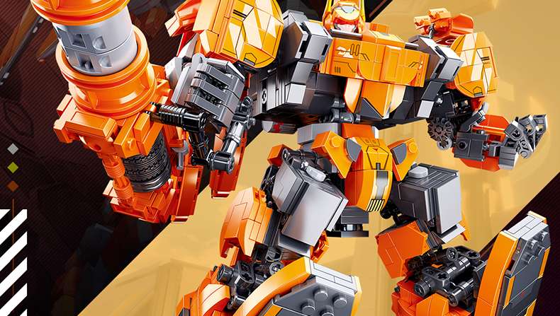 小鲁班积木机动都市阿尔法热钢手办机甲男孩拼装拼装儿童男孩玩具厄运