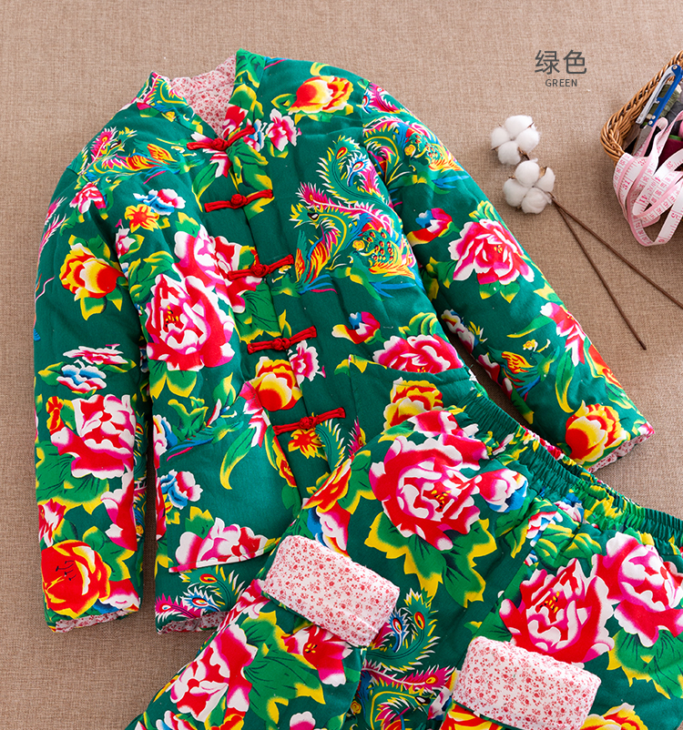 东北大棉袄女士大棉袄棉裤套装花加厚红色棉衣女外穿加厚棉服冬花棉袄