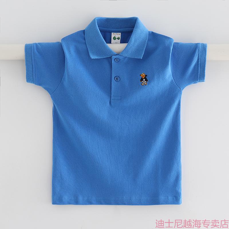 迪士尼/disney棉男童短袖t恤白色中大童宝宝洋气polo衫童装夏装半袖恤