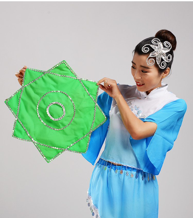 t考级麻纱东北秧歌跳舞蹈手绢花成人二人转手帕儿童红八角巾非一对