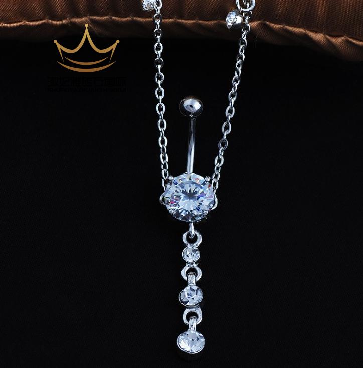 肚脐钉 脐钉链长款流苏脐钉腰间配饰肚脐环大钻同款欧美性感肚脐扣