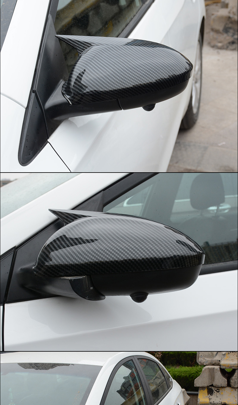 点缤适用于雪佛兰科鲁泽后视镜防撞条框科沃兹牛角后视镜外壳碳纤纹