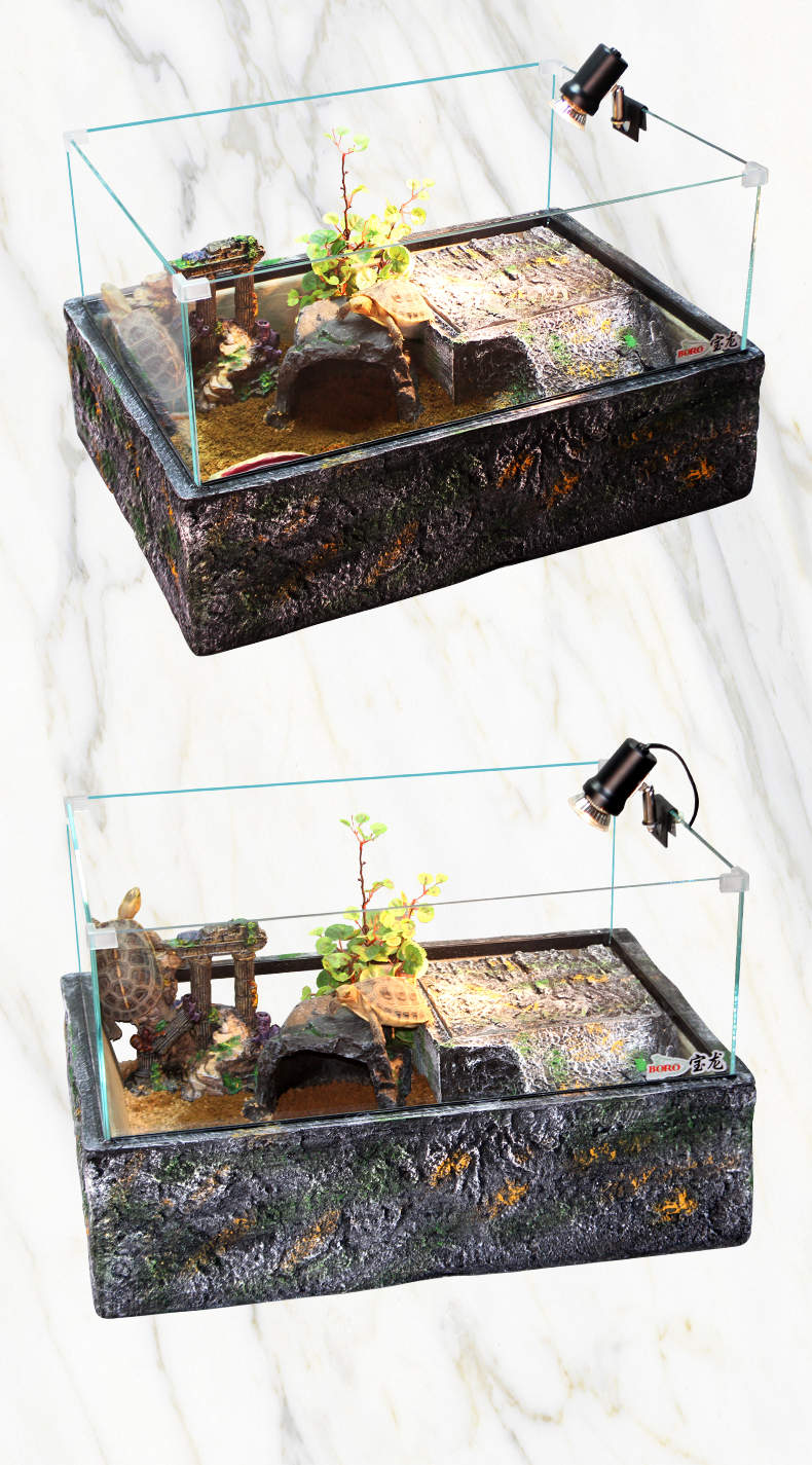 玻璃乌龟缸带晒台别墅客厅小型家用鱼缸养龟专用饲养箱生态缸水龟套餐