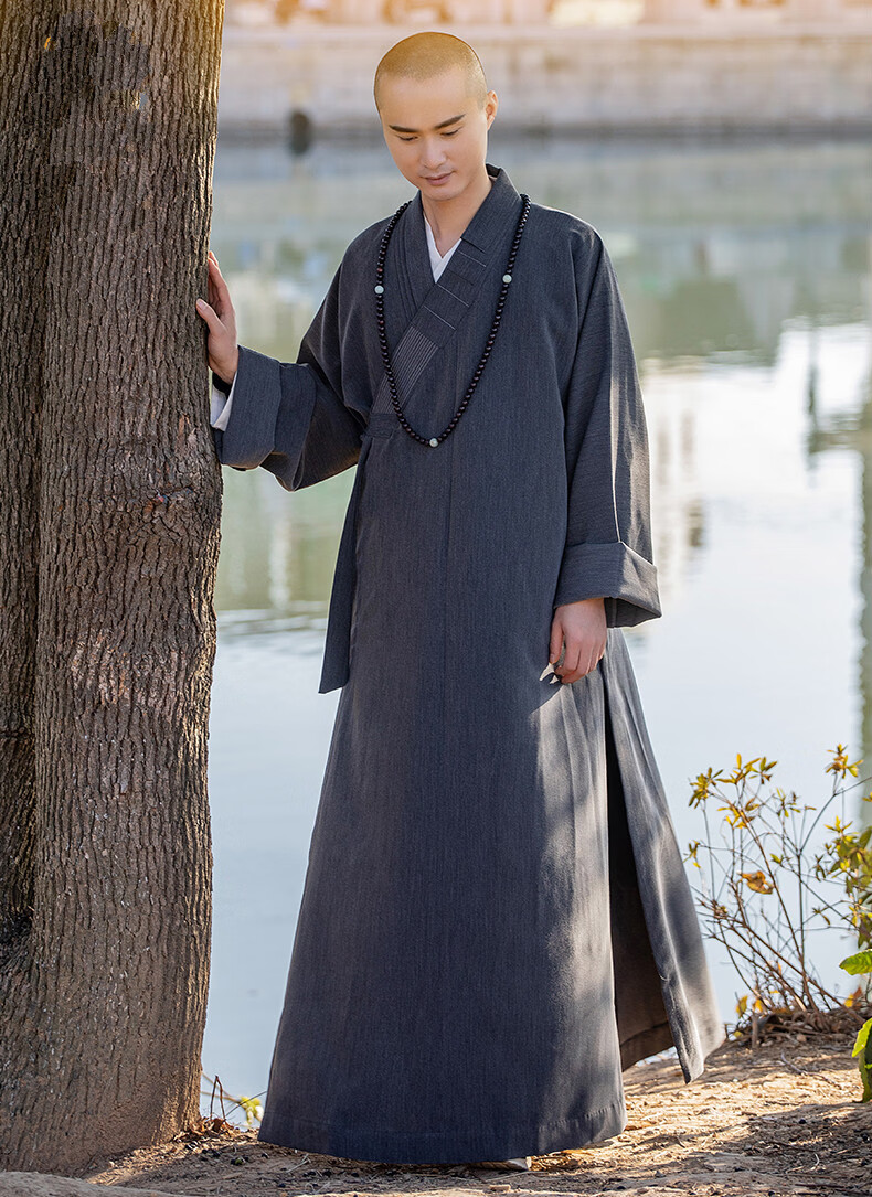 僧服大褂和尚衣服春秋季僧侣僧衣长褂男女款僧人长衫加厚僧袍深灰色35