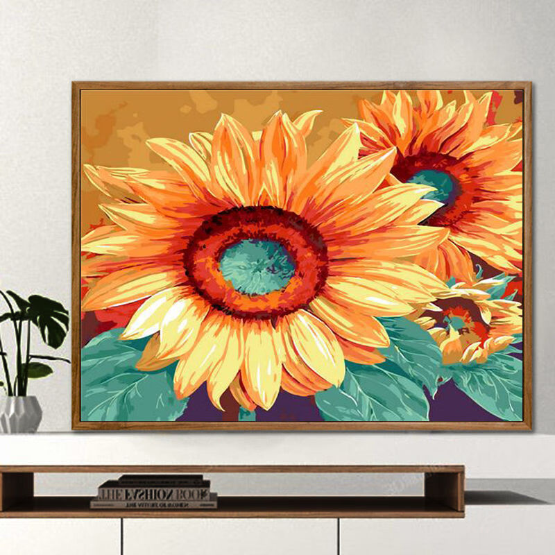数字油画定制创意数字油画diy向日葵风景减压涂色手工自绘填充油彩画