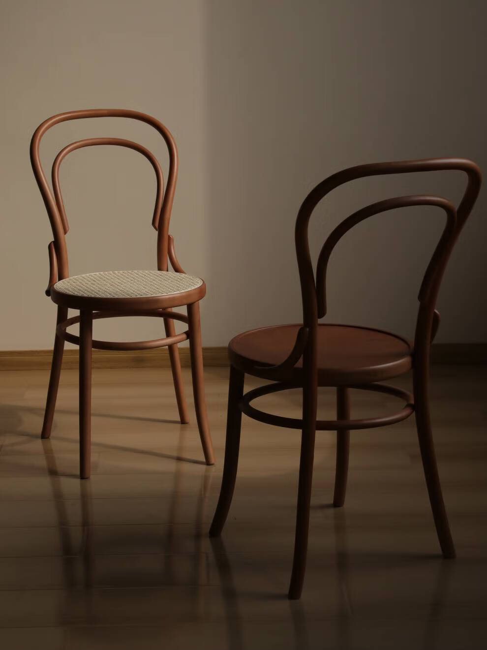 集木室物所/严选高阶整木索耐特18号欧洲榉木餐椅复古藤编实木椅 1号