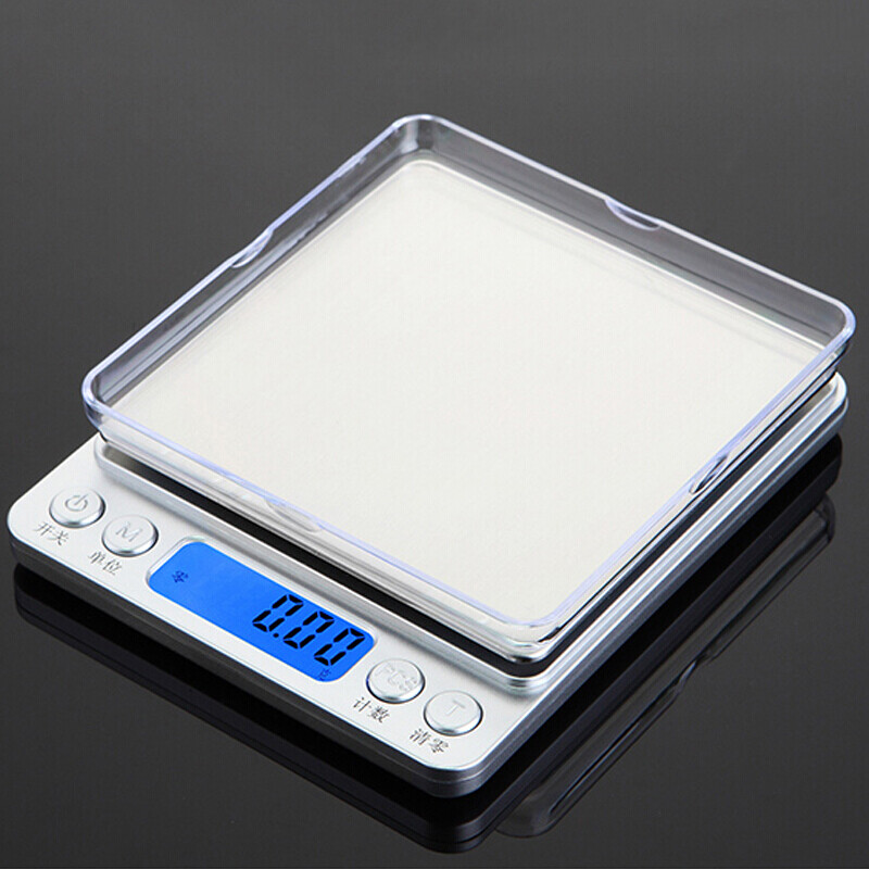 电子秤厨房秤烘焙称重克称家用食物带托盘充电水珠宝高精度001g天平高