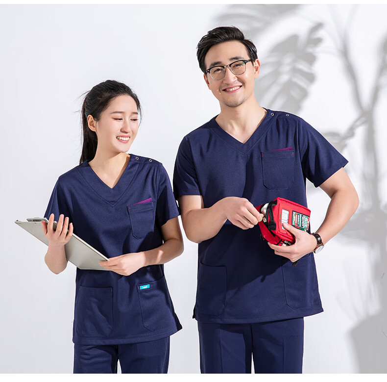 格尔洗手衣工作服弹力刷手服口腔诊所定制款超弹墨黑男女同款s