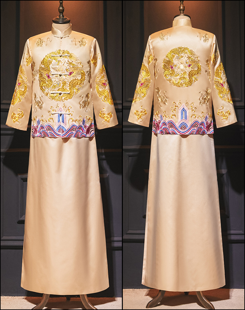 中式新郎结婚穿的秀禾服男士秀禾服中式结婚喜服新郎礼服马褂唐装敬酒