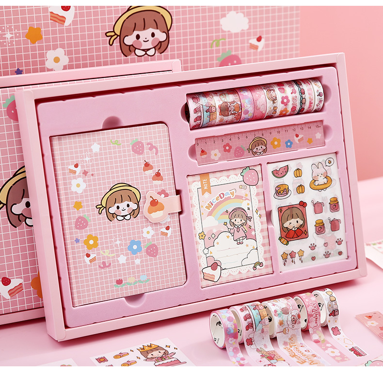 栗子君手账本套装少女可爱女生笔记本子礼盒手帐日记本便宜学生文具