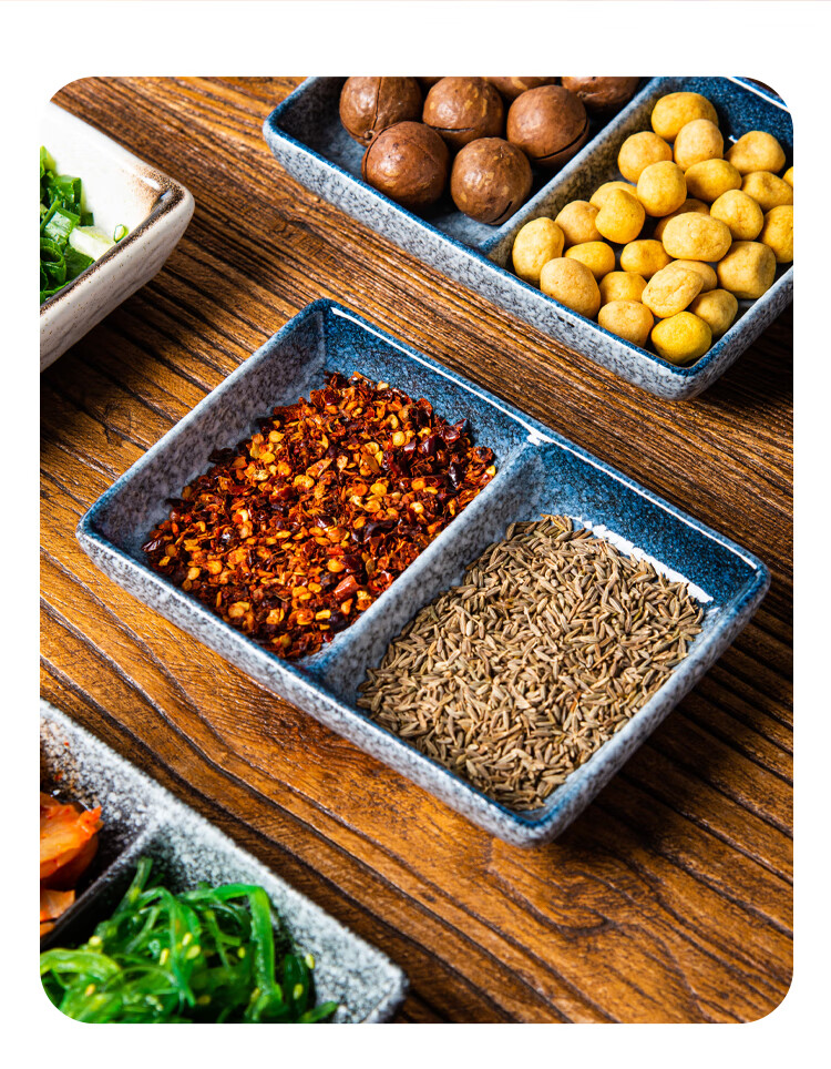 酱油碟烤肉调味碟陶瓷蘸料盘小碟子酱料碟日式酱油碟调料碟两多格三格