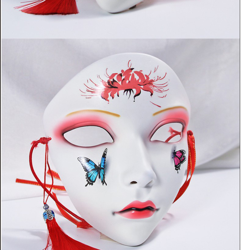 万物有灵网红派对面具全脸中国风手绘装饰汉服配饰 缘分美人面具6简约
