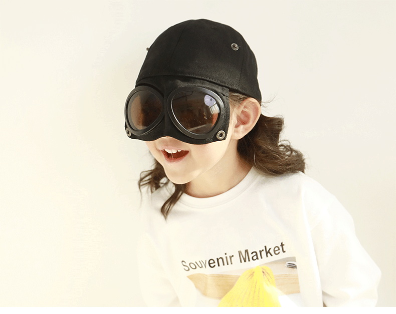 新品防护帽儿童儿童帽子春秋季男女童防晒飞行员眼镜鸭舌帽宝宝棒球帽