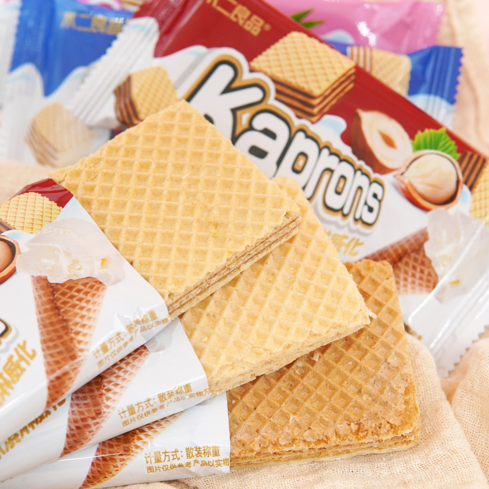 香草味椰子味榛子味冰淇淋威化代可可脂巧克力夹心饼干香草味3斤