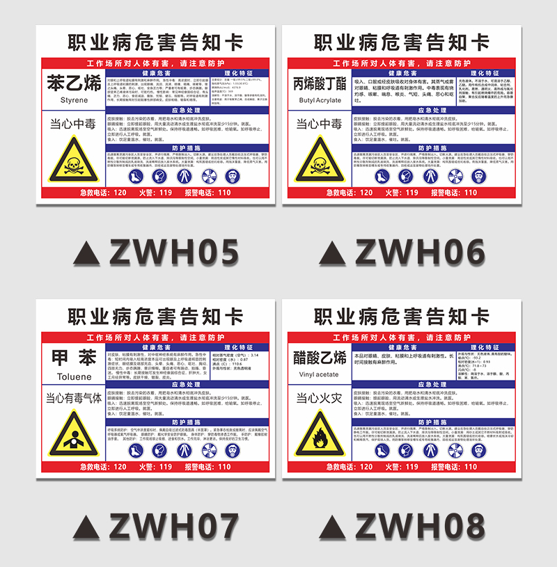 私弦机械伤害职业危害告知卡氢氧化钾盐酸高氯酸碱性物质告知牌标志牌