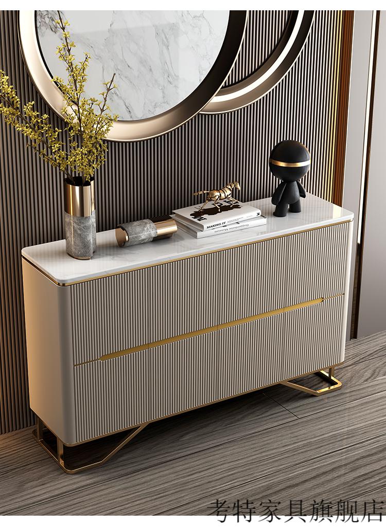 考特轻奢风玄关柜大理石台面鞋柜意式门厅隔断餐边柜客厅装饰储物柜子
