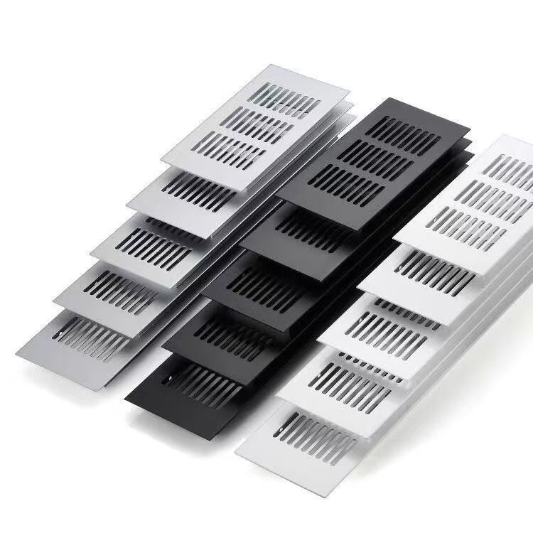 铝合金透气网长方形橱柜衣柜门通风排气散热网格出风口格栅 银色 50*