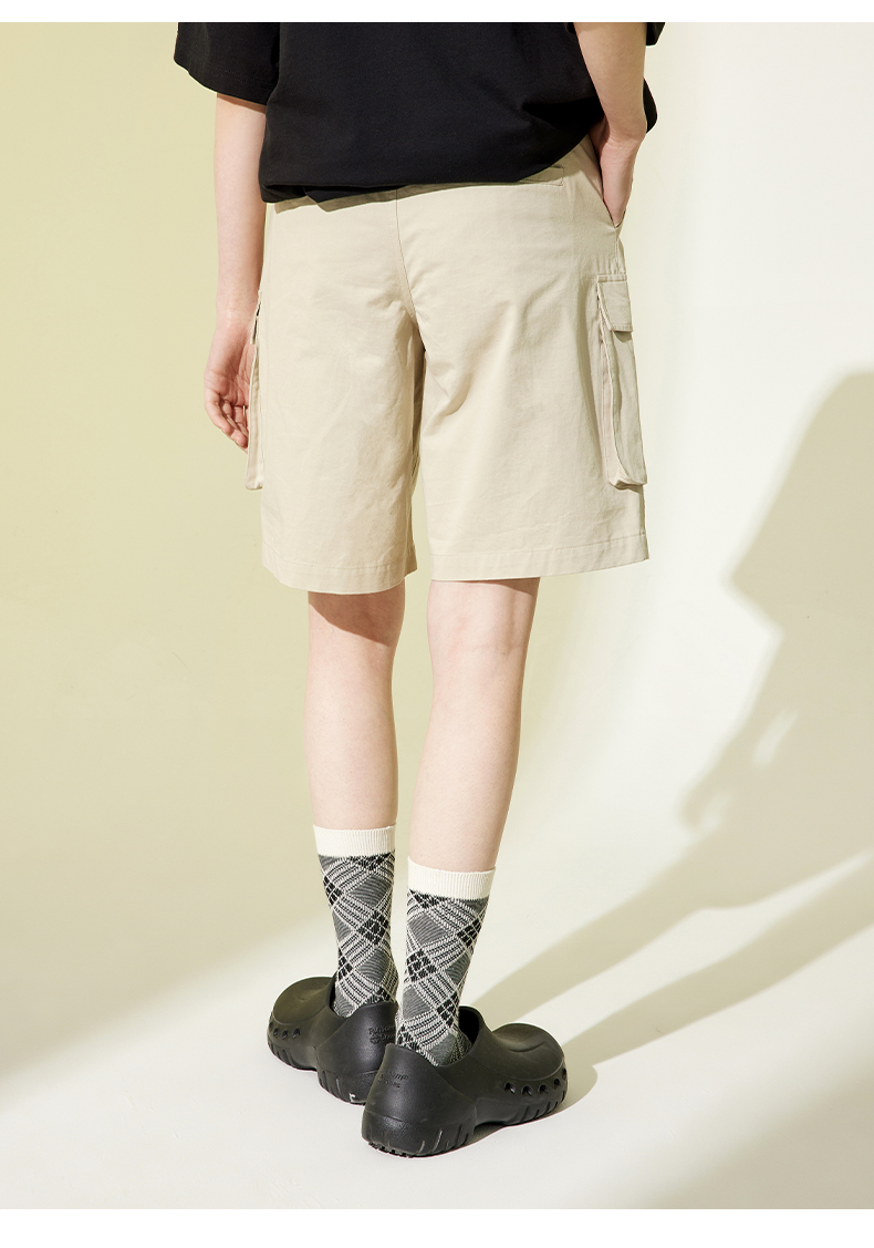 beaster 小恶魔鬼脸磁力扣休闲裤宽松潮流街头短裤男 浅卡其色 s