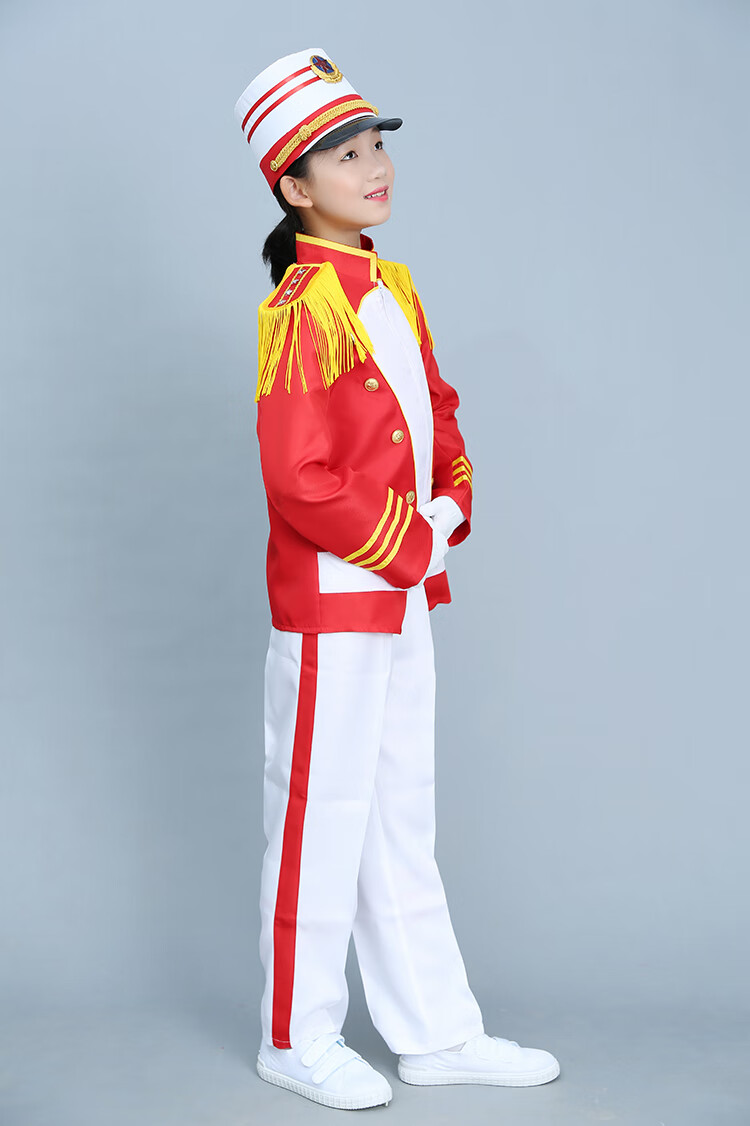 新款鼓号队服装中小学生鼓乐队服儿童仪仗队管乐队服少先队鼓号服 红