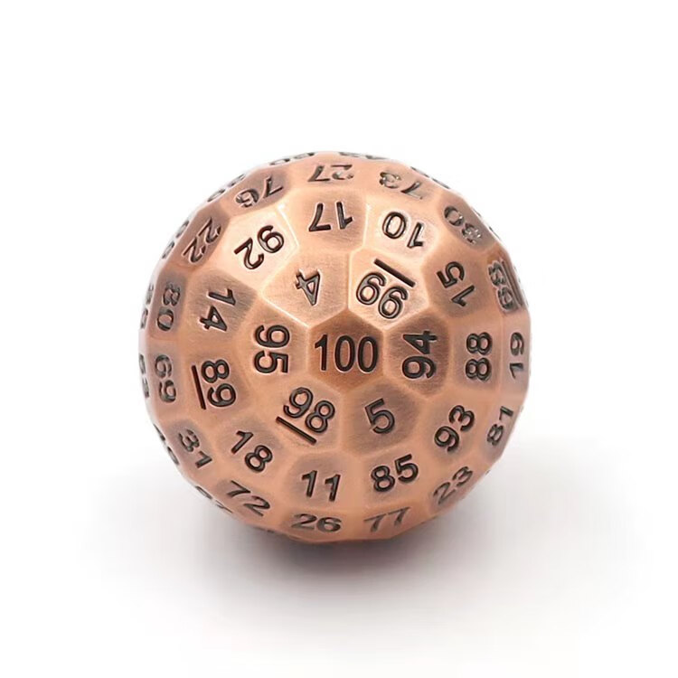 金属骰子多面体 coc跑团数字1-100面大骰子trpg克苏鲁dic金属多面实心