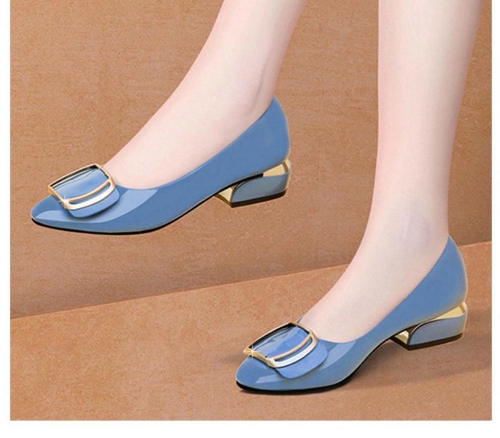 软皮浅口单鞋四季款妈妈鞋上班女鞋软底粗跟中跟防滑工作鞋女皮鞋黑色