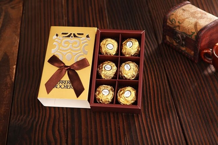 费列罗巧克力成品喜糖结婚礼盒喜糖诞生礼生日宴会礼品6粒巧克力红色1
