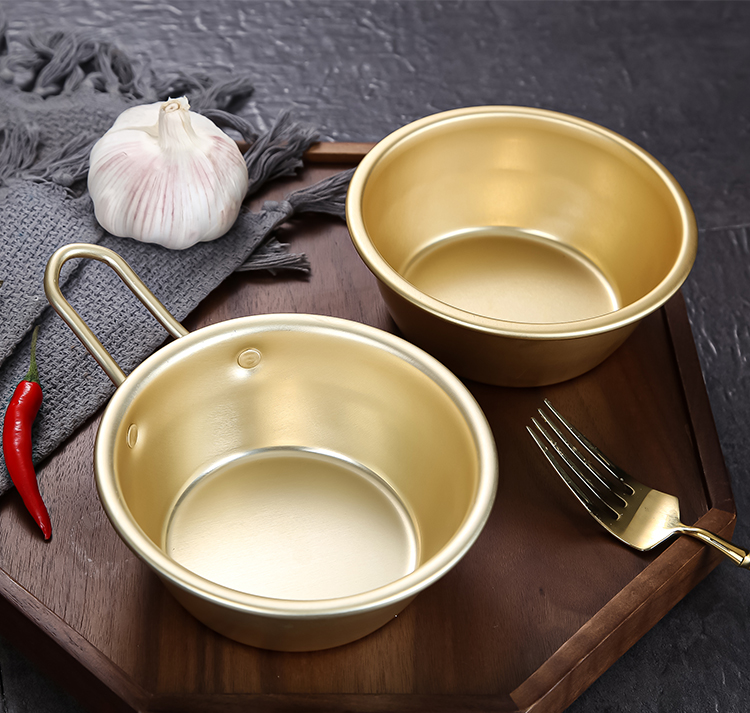 韩式米酒碗金色铝碗黄酒碗带把手调料碗饭店碗热凉酒碗料理碗家用单人