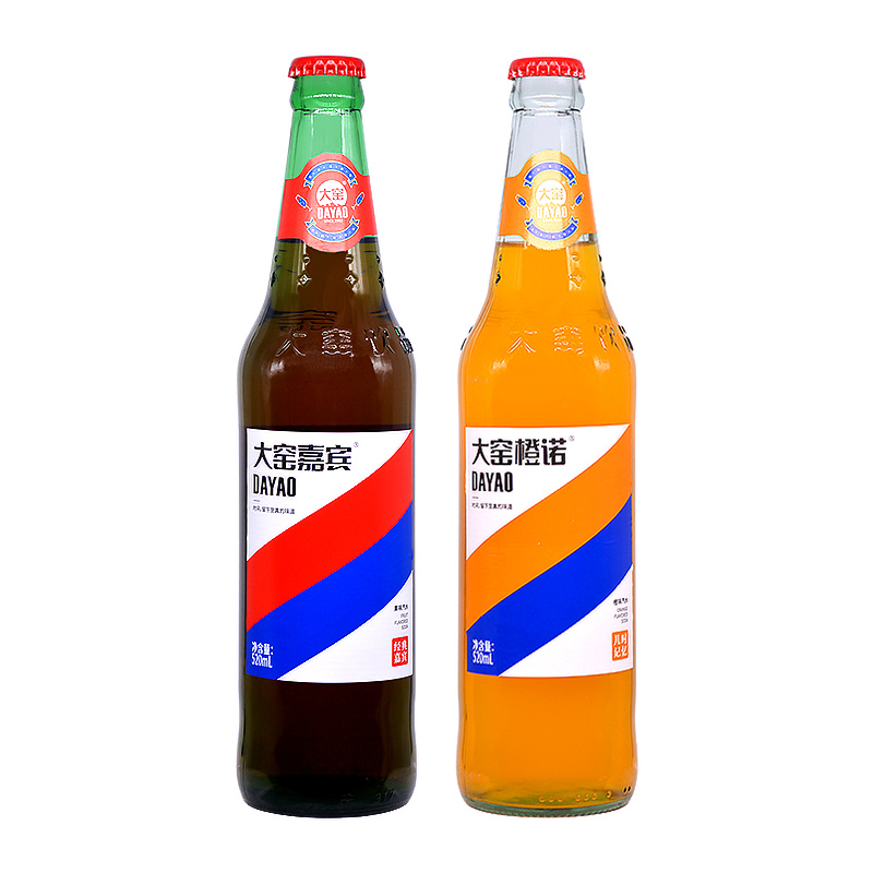 内蒙特产嘉宾橙诺饮料520ml*12瓶整箱装玻璃瓶汽水混合果汁 大窑橙诺