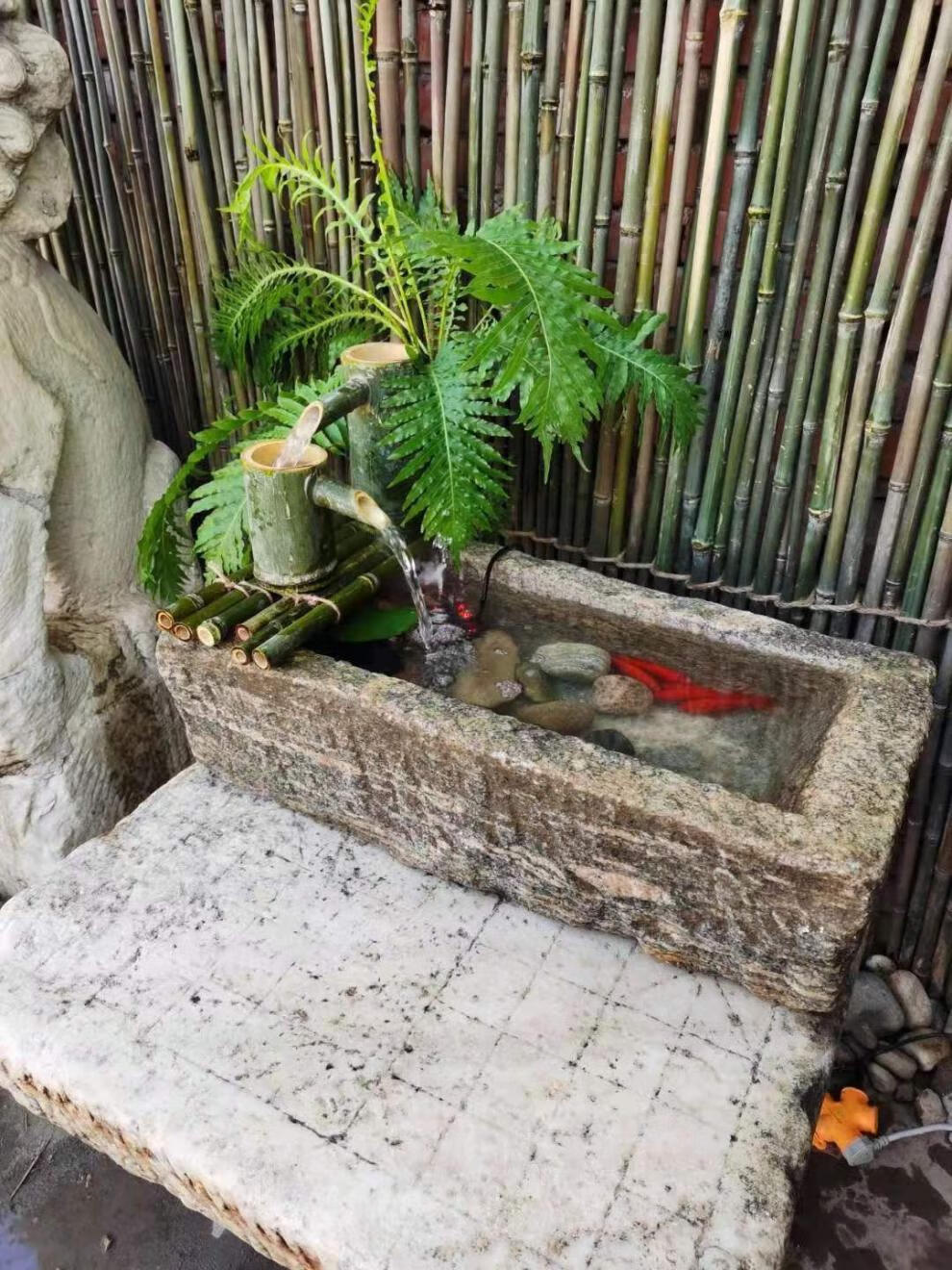 吸水石盆老旧石槽鱼缸造景方形小石槽阳台流水组合庭院石盆水槽石头