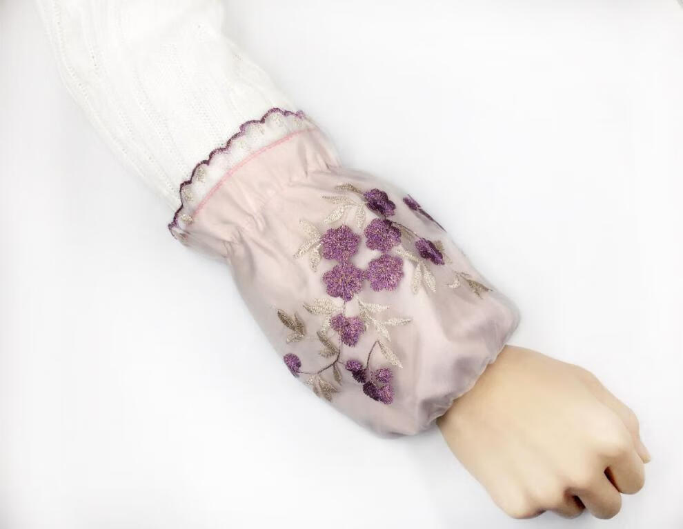 羽绒服套袖女韩版纱蕾丝袖套女士服可戴短款学生防污冬办公袖筒3双装