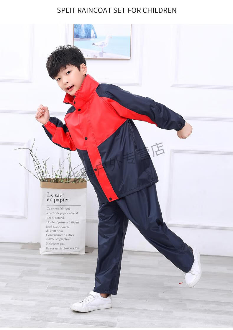 儿童雨衣雨裤套装防水加厚全身男女童大童小学生连分体书包位外套ms