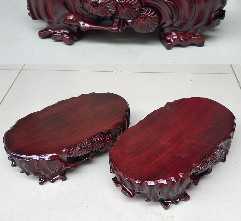 奇石放石头托盘实木底座摆件底坐架子木头座托根雕工艺品托架 椭圆32x