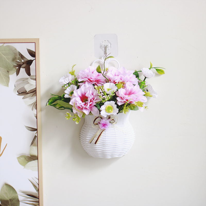 挂墙花篮仿真花家居挂壁挂饰假花卧室客厅墙上小装饰餐厅墙面挂件挂篮