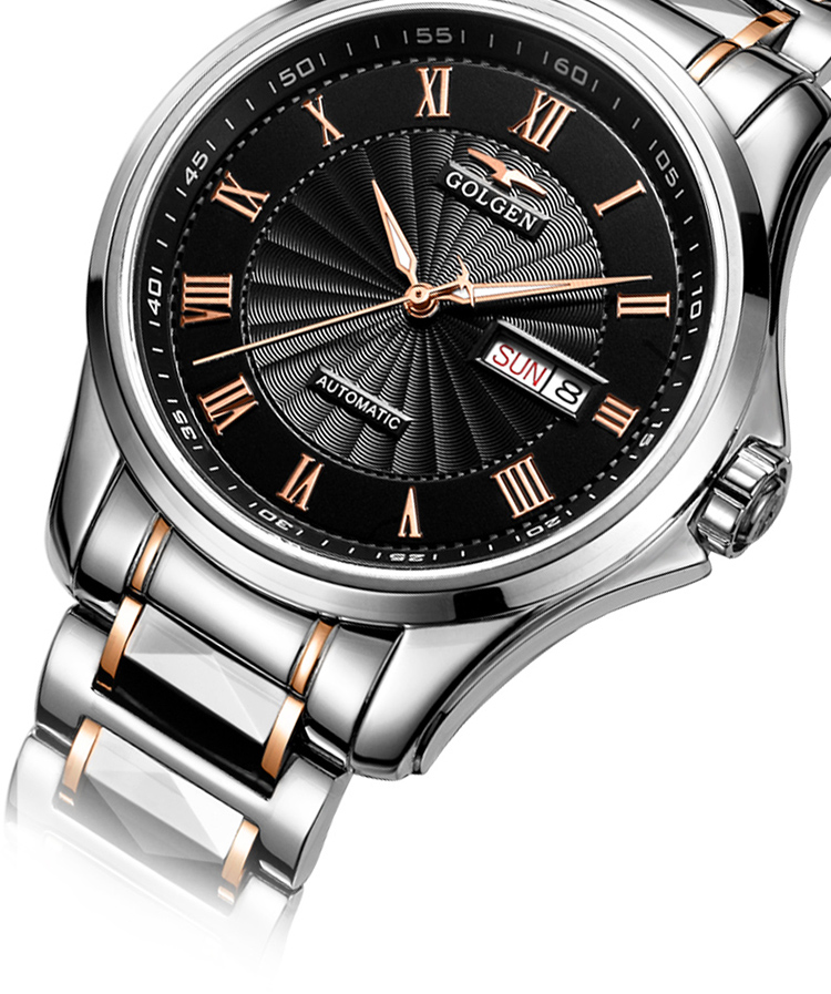 【古尊(golgen)16075】古尊(golgen)手表男机械表 博雅系列双日历蔷薇