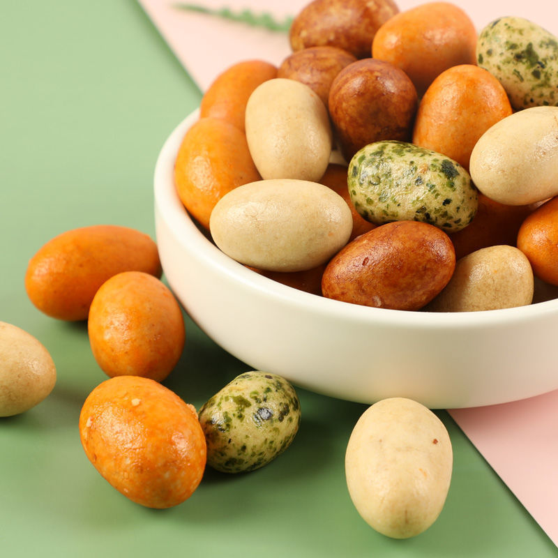 多彩豆鱼皮花生豆500g含罐五彩脆皮日本豆经典怀旧零食20g 【限时】