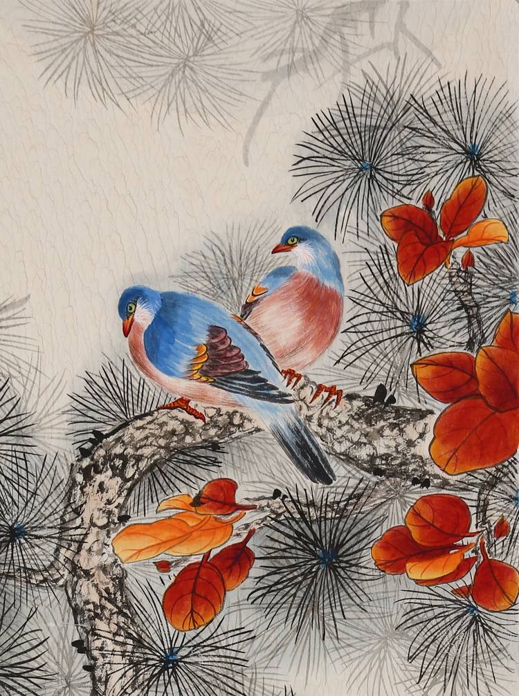 名家溥佐花鸟字画精品三尺写意名人国画作品纯手绘古玩书画收藏纯手绘