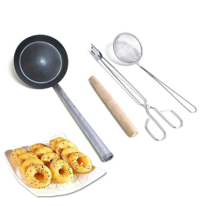 面窝勺子黑铁面窝勺葱油粑粑勺油饼勺油炸勺凸勺128cm木柄教程小号