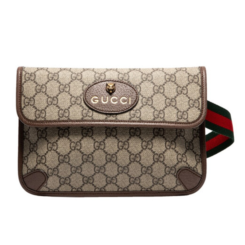 肖战同款gucci古驰男女包斜挎包单金属虎头装饰老花logo条纹织物肩带