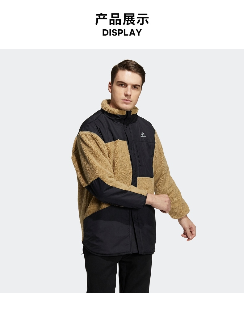 adidas阿迪达斯官网男装冬季运动夹克外套h40910浅卡其黑色axl185104a