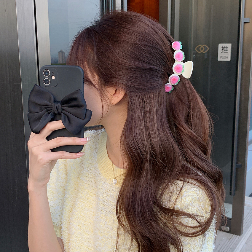 鲨鱼夹大号温柔元气少女水蜜桃抓夹女发卡夹子头饰发夹后脑勺盘发发抓